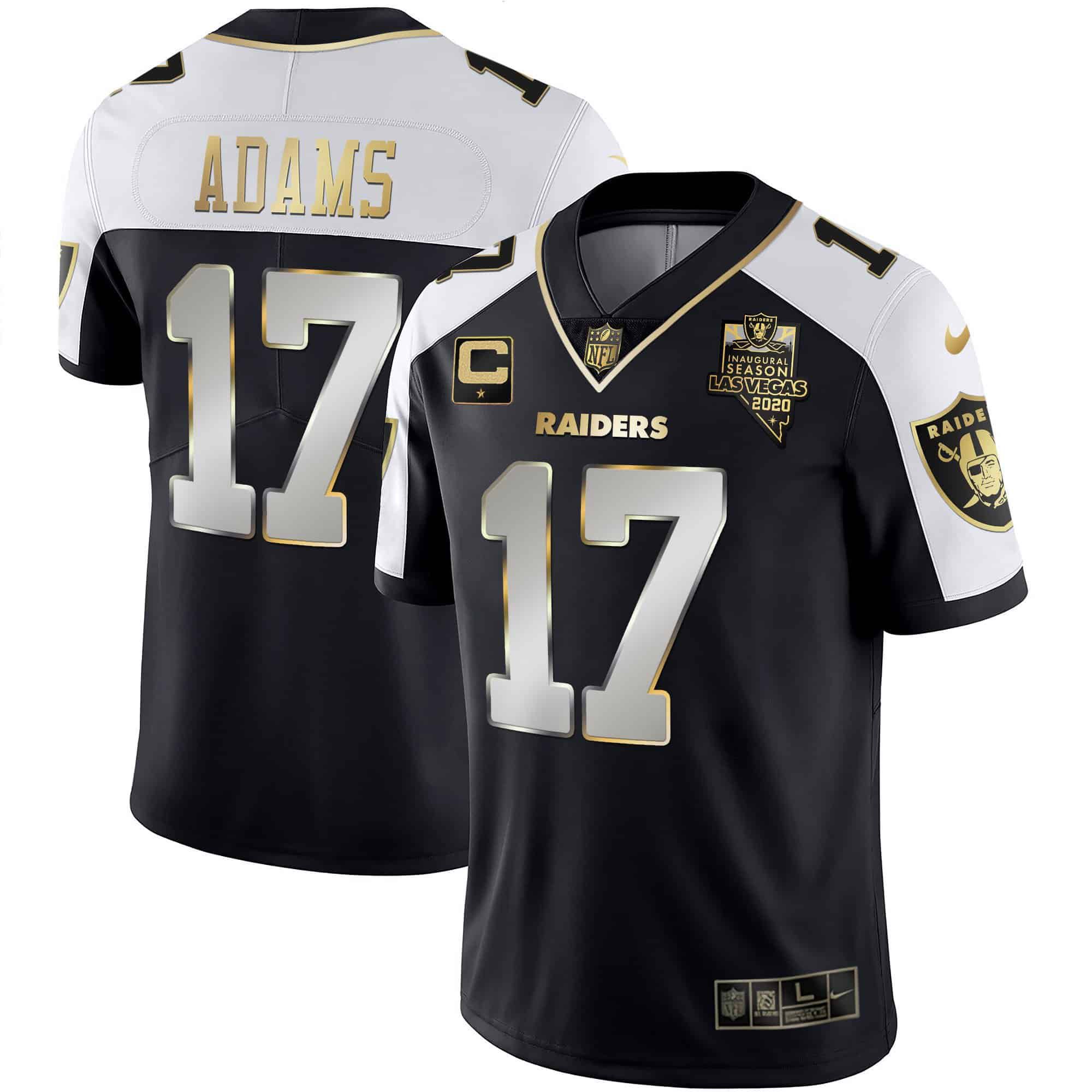Men Oakland Raiders 17 Adams 2024 Nike Vapor Black Gold & Black Inverted Limited NFL Jersey style 1